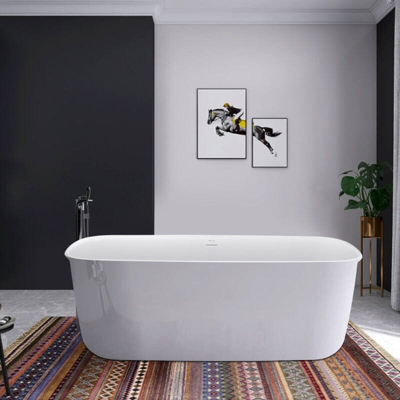 Mokleba 63'' Acrylic Freestanding Bathtub with Roll Top Soaking Tub