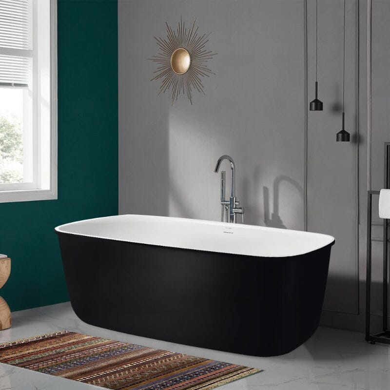Mokleba 63'' Acrylic Freestanding Bathtub with Roll Top Soaking Tub