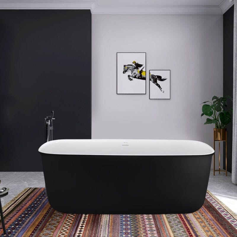 Mokleba 63'' Acrylic Freestanding Bathtub with Roll Top Soaking Tub