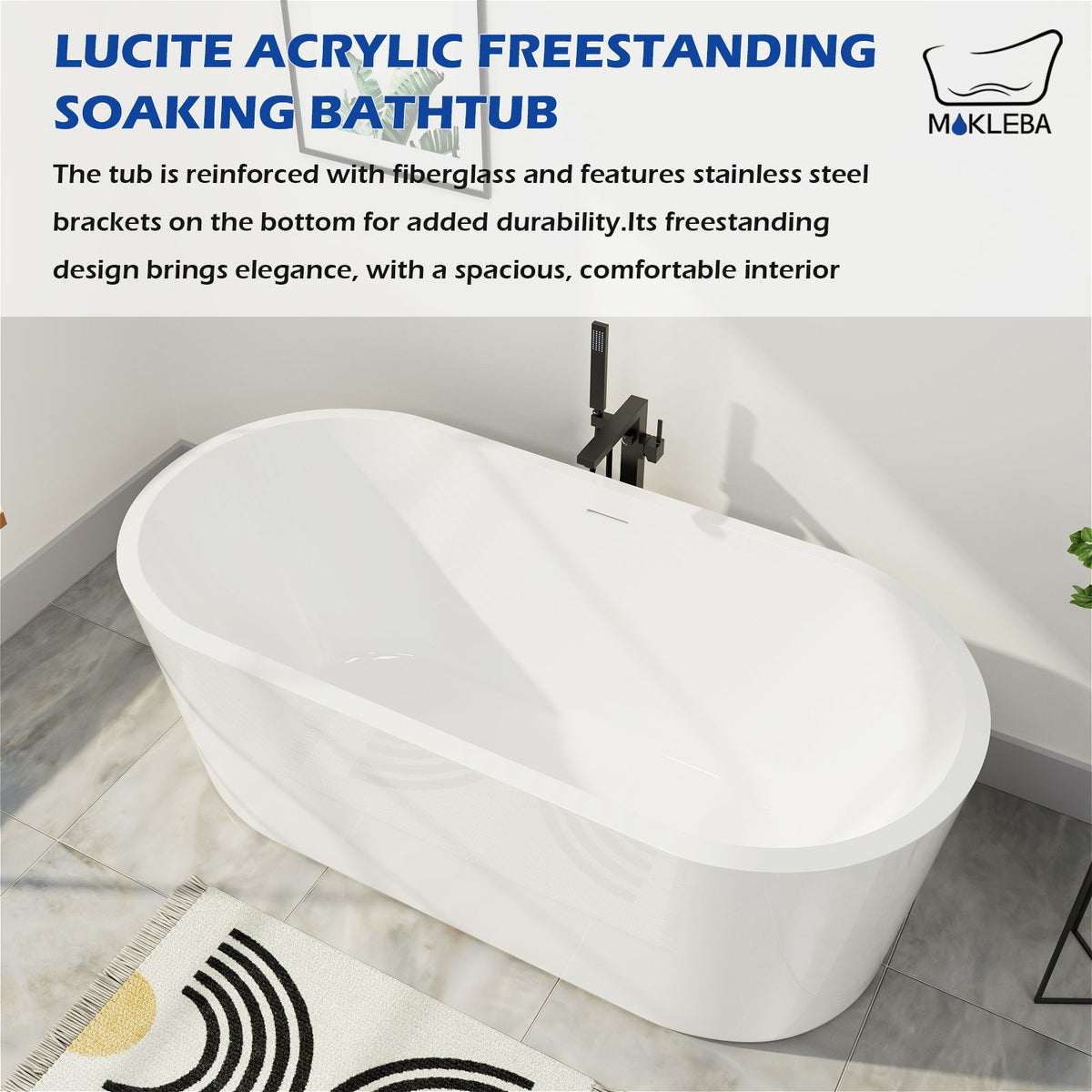 Lucite Acrylic Freestanding Soaking Bathtub