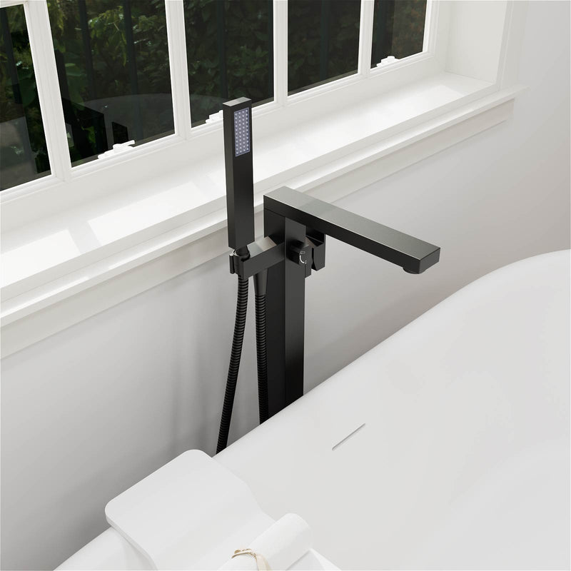 Matte Black Freestanding Tub Faucet with Hand Shower
