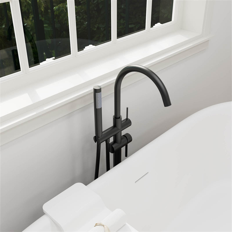 Matte Black Freestanding bathtub Faucet with Hand Shower