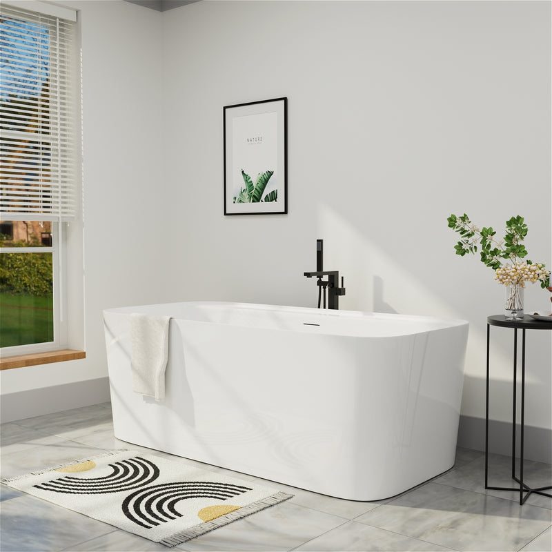 Mokleba 59 Inch Freestanding Acrylic Bath in White