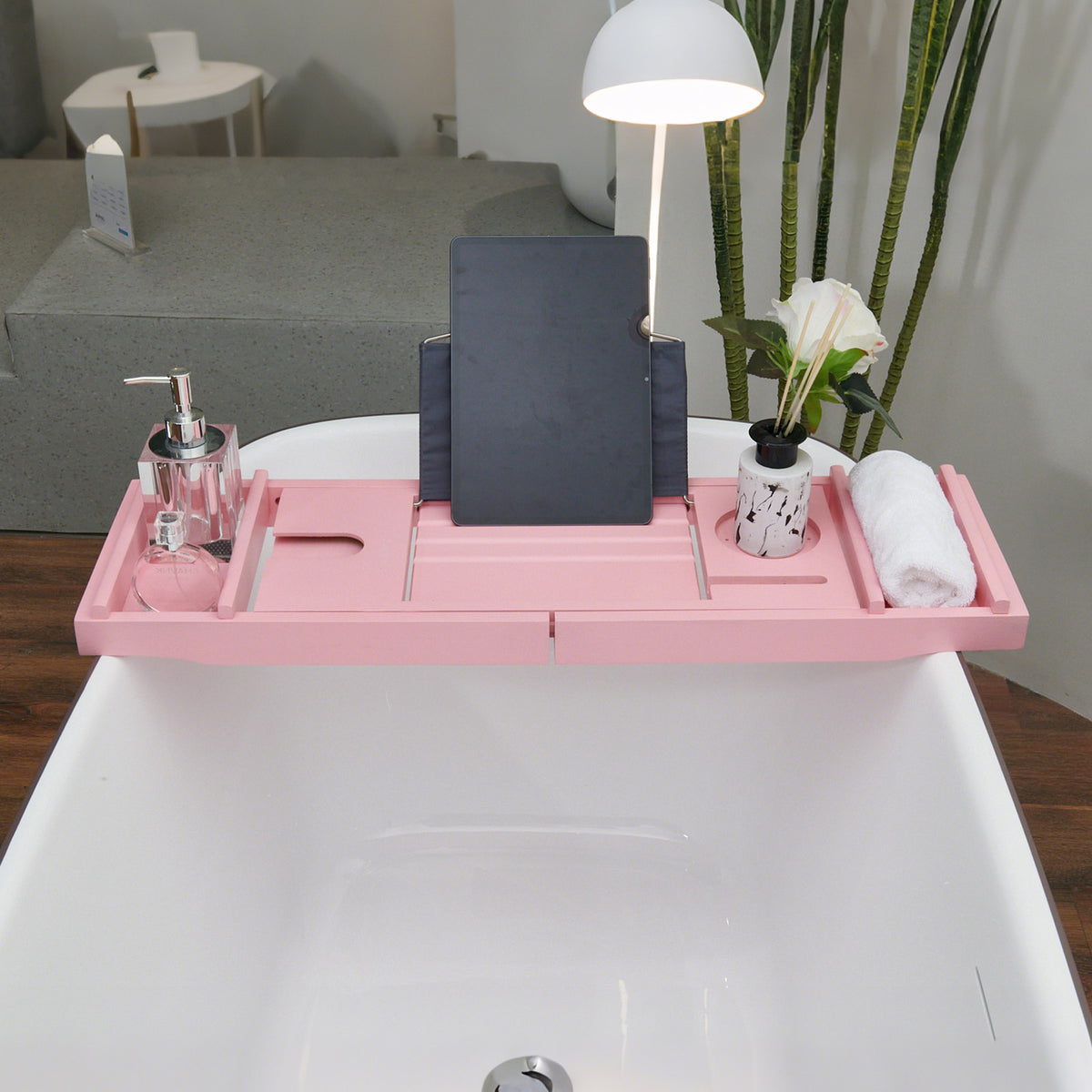 Mokleba Bamboo Bathtub Caddy and Bath Ball Set