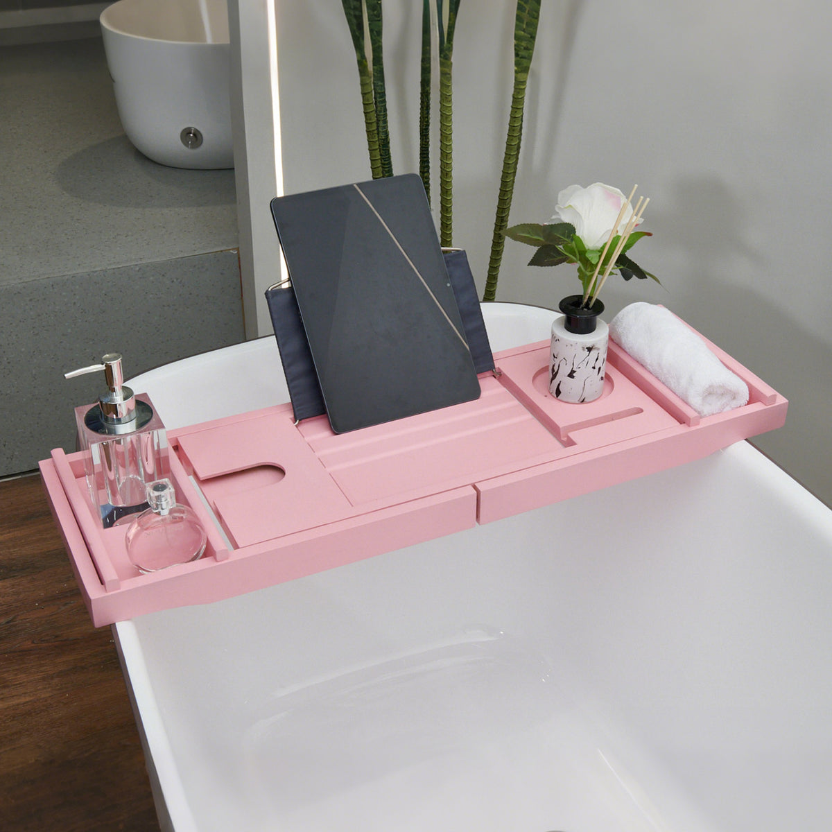 Mokleba Bamboo Bathtub Caddy and Bath Ball Set