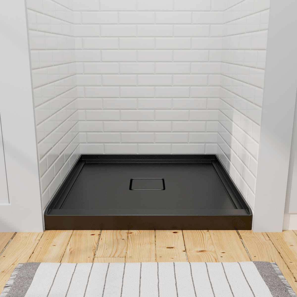 Mokleba 36 x 36 Inch black Square Shower Base with Center Drain