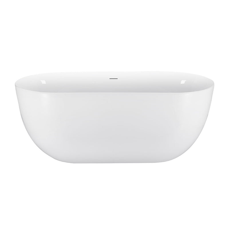 Mokleba 59 inch White Acrylic Oval Soaking Tub for Modern Bathroom