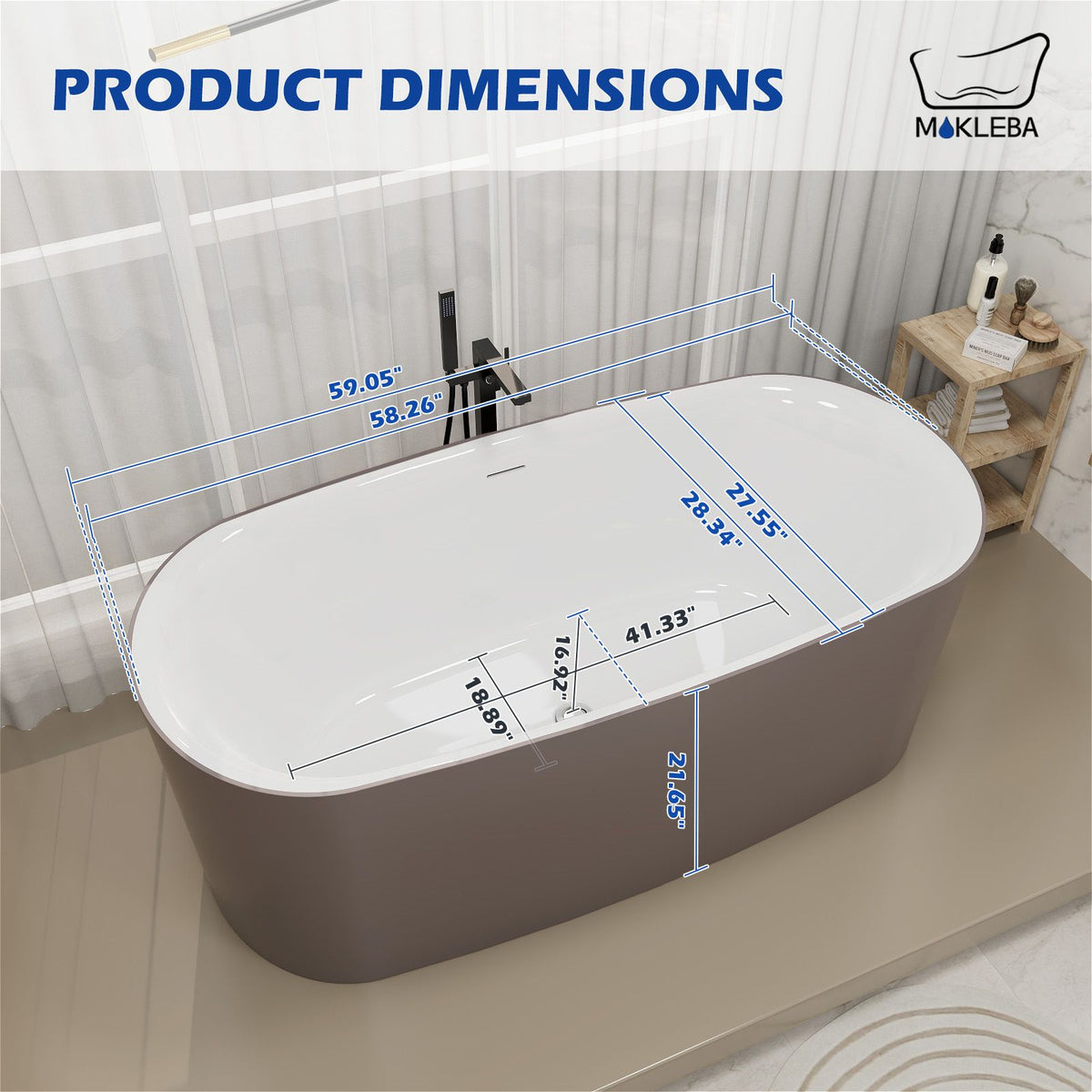 Solid Surface Brown 59 Inch Tub by Mokleba