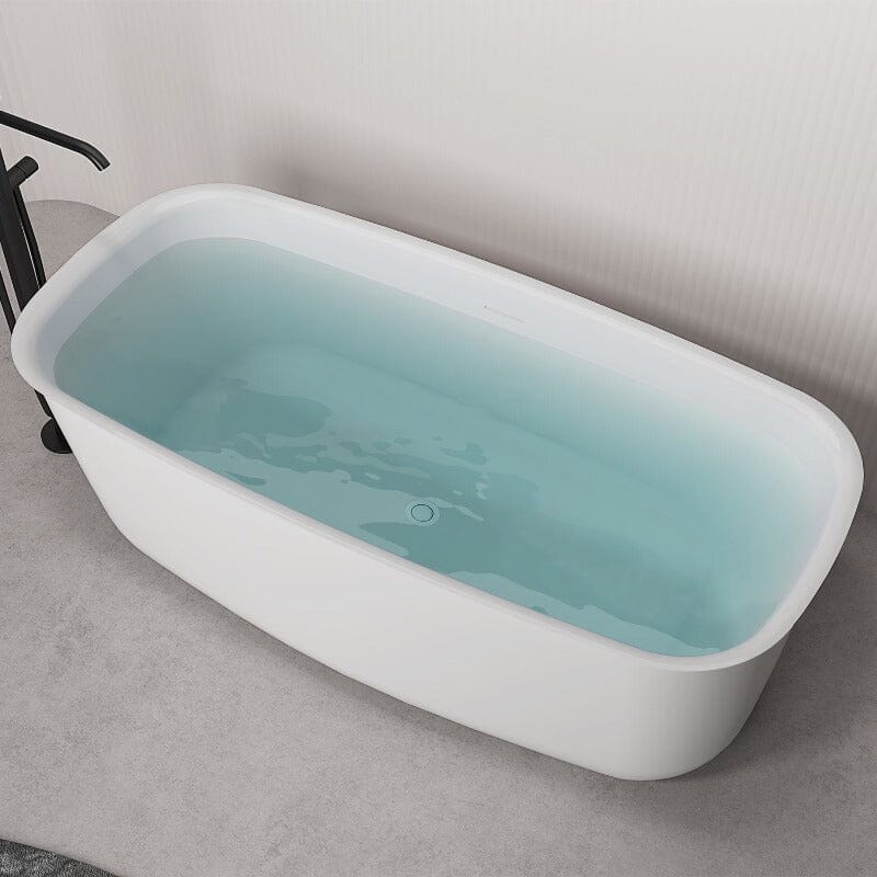 Mokleba 63'' Acrylic Freestanding Bathtub with Roll Top Soaking Tub
