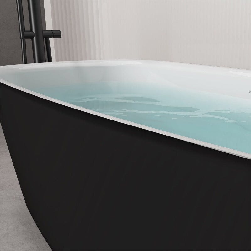 Mokleba 63'' Acrylic Freestanding Bathtub with Roll Top Soaking Tub