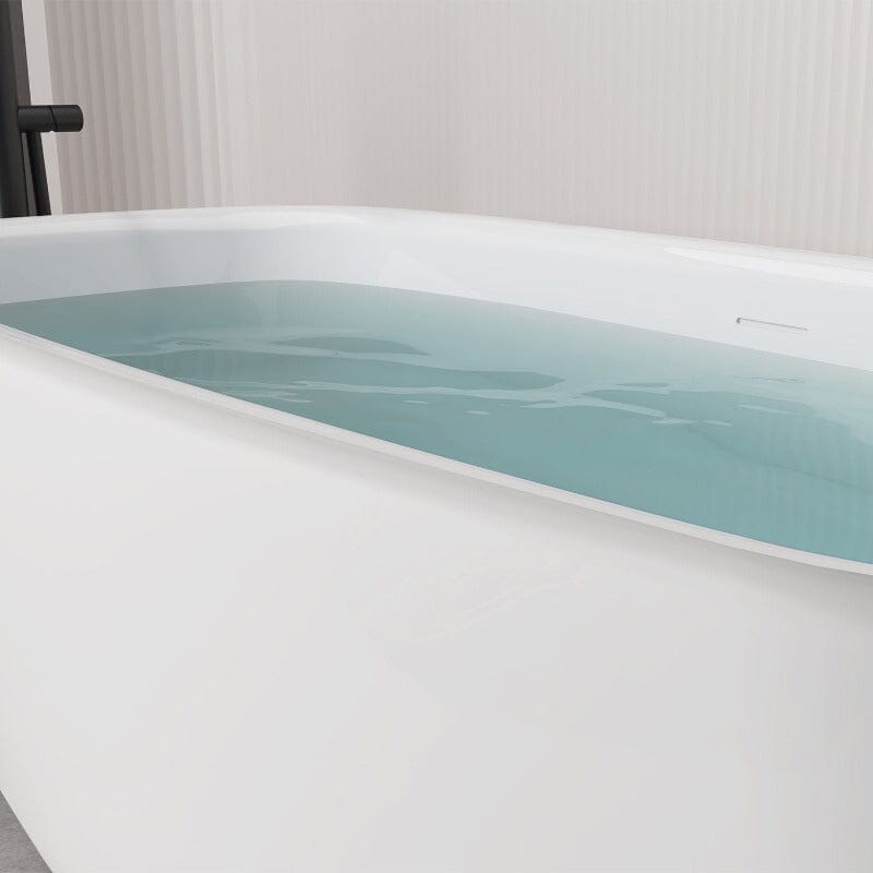 Mokleba 63'' Acrylic Freestanding Bathtub with Roll Top Soaking Tub