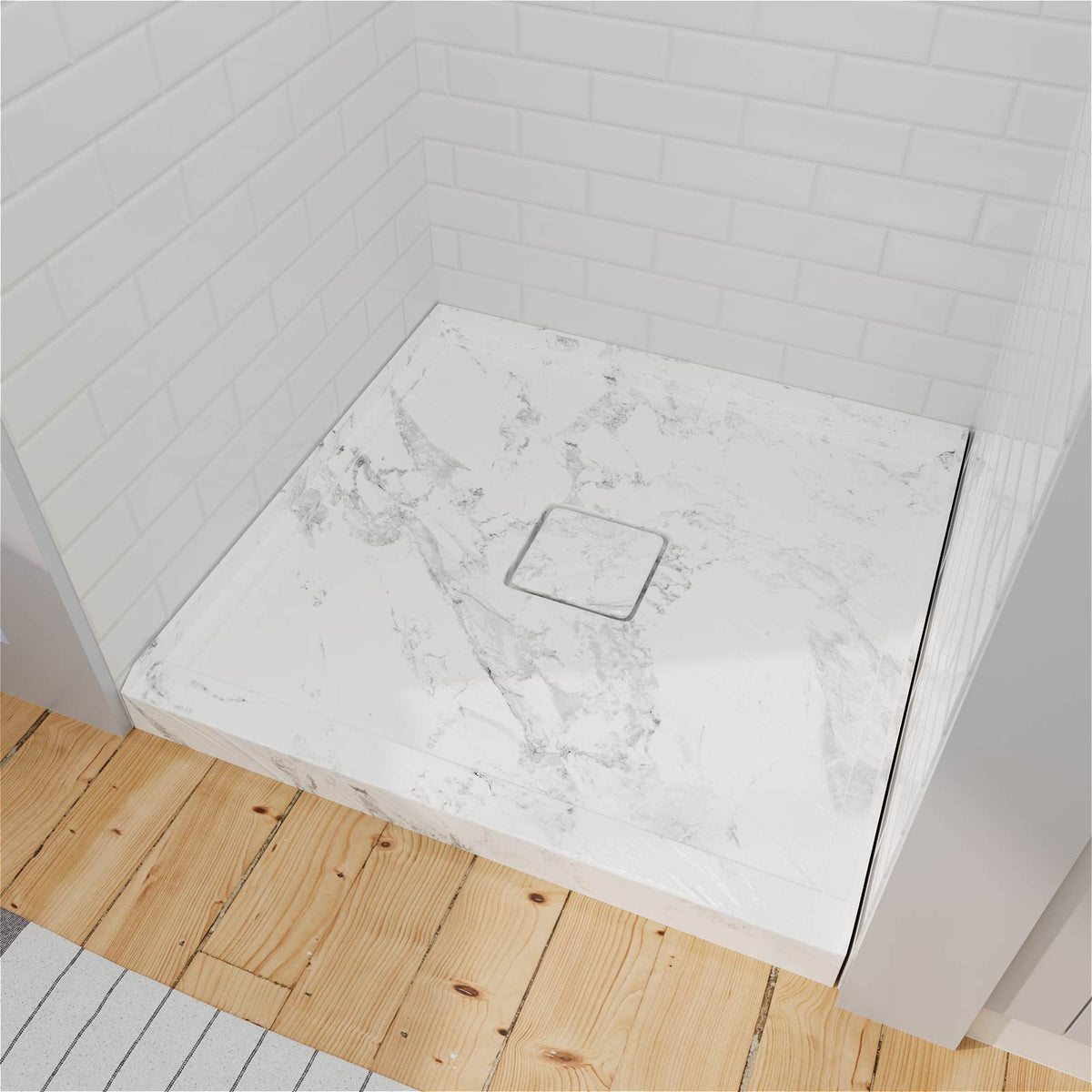 marble pattern 36x36 inch shower base with center drain for contemporary bathroom renovation