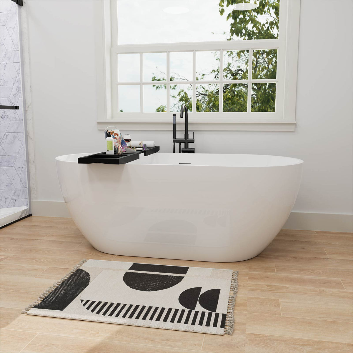 modern Freestanding Matte Black bathtub Faucet with Hand Shower
