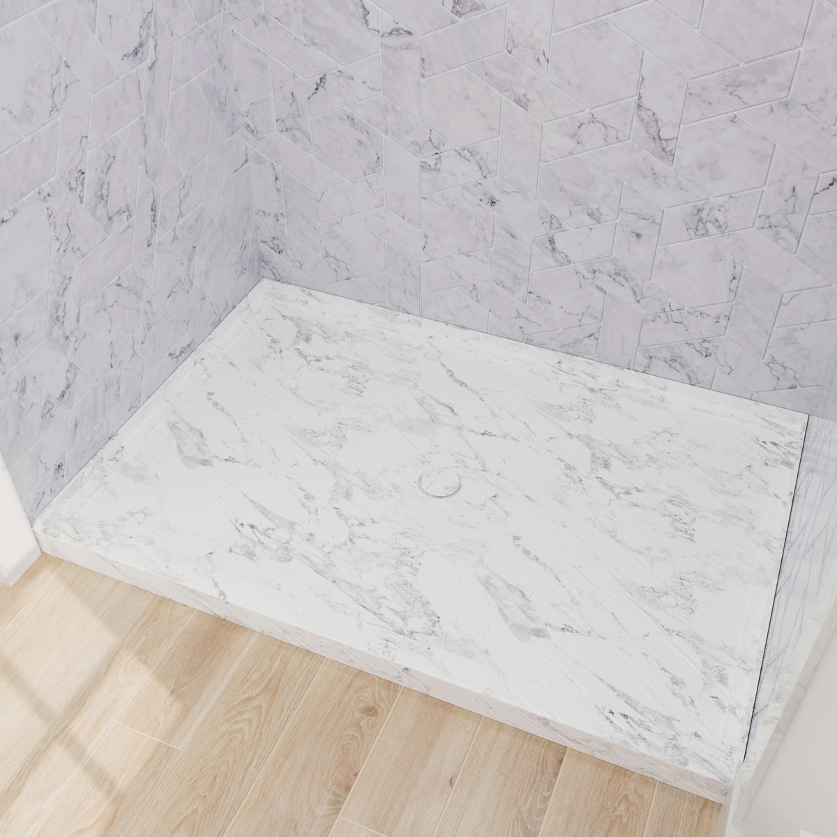 modern jazz white textured shower base for walk-in shower installation 48x32 inch