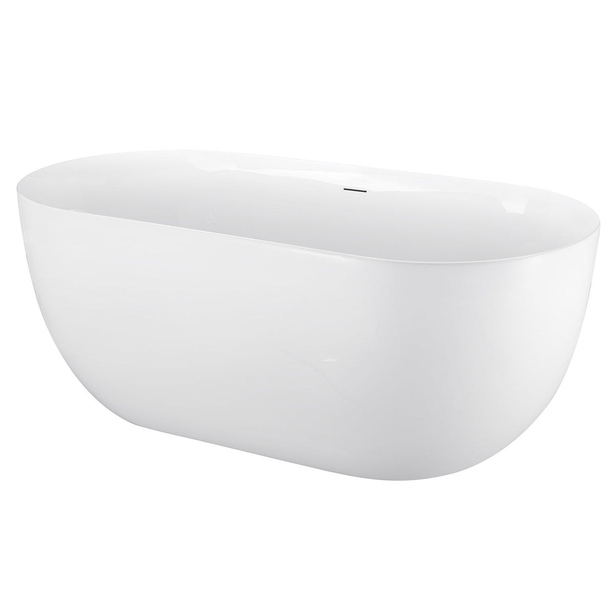 modern white oval freestanding bathtub with smooth acrylic glossy finish